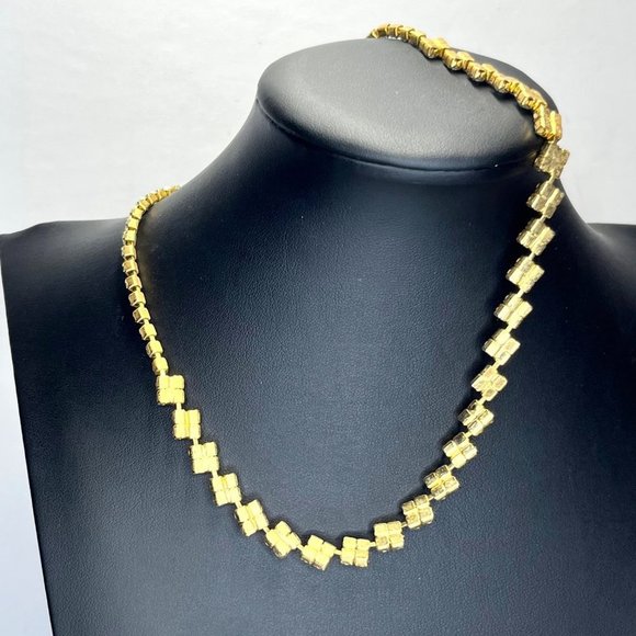 CZ Cubic Zirconia Square Station Link Necklace Fashion Jewelry 15.5 - 17.5" - Picture 5 of 7